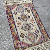 popxstar New Sweet Pink Persian Ethnic Style Handmade Knotting Tassel Weaving Cotton Polyester Cotton Hemp Carpet Floor Mat Carpet