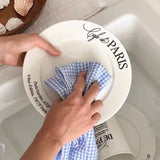 Popxstar Ele White Cerc Western Dinner Plate with  Knot Simple Design Oval ape Fi Plate Home Use Cake Serving Di