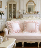 Farmhouse Decor Pillowcase , Romantic Lace Ruffle Skirt Decorative Pillow Cover ,Cotton Throw Pillow Covers for Sofa, Bed, Couch