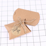 Popxstar 300pcs Paper Boxes Pillow Candy Box Gift Box Kraft Paper Gift Box Vintage Style Wedding Party Favors Supplies with Rope