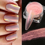 Popxstar Aurora Pearl Nude Pink White Nails Glitter Dust Chrome Moonlight White Rubbing on Powder Shell Mirror Pigment Nail Art Supplies