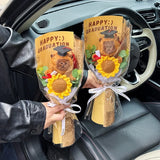 Popxstar  Crocheted Sun Flower Bouquet Graduation Flower Bouquet Gifts Artificial Flower Decorations Finished Sunflowers Graduation Gifts