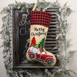 New Christmas Decorations Christmas Socks for The Elderly In The Forest Home Hotel Ornaments Linen Lattice Christmas Gift Bag