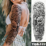 Popxstar Large Arm Sleeve Tattoo Lion Crown King Rose Waterproof Temporary Tatoo Sticker Wild Wolf Tiger Men Full Skull Totem Fake Tatto
