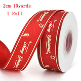 Popxstar Christmas Polyester Ribbon Christmas Bronzing Printed New Year Gifts Wrapping Ribbon for Christmas Decoration DIY Sewing Fabric