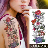Waterproof Temporary Tattoo Sticker Blue Rose Peony Flowers Flash Tattoos Cross Rosary Body Art Arm Fake Sleeve Tatoo Women Men