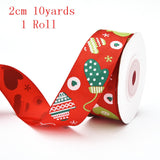 Popxstar Christmas Polyester Ribbon Christmas Bronzing Printed New Year Gifts Wrapping Ribbon for Christmas Decoration DIY Sewing Fabric