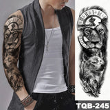 Popxstar Large Arm Sleeve Tattoo Lion Crown King Rose Waterproof Temporary Tatoo Sticker Wild Wolf Tiger Men Full Skull Totem Fake Tatto