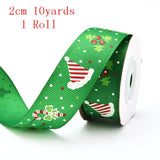 Popxstar Christmas Polyester Ribbon Christmas Bronzing Printed New Year Gifts Wrapping Ribbon for Christmas Decoration DIY Sewing Fabric