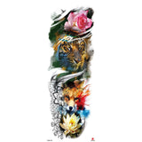 Popxstar New Year's Day Valentine's Day Waterproof Temporary Tattoo Sticker for Men Women Totem Geometric Full Arm Large Size Sleeve Tatoo Fake Tatto Flash Tattoos