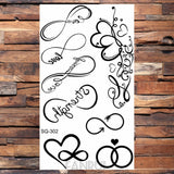 Popxstar Waterproof Black Infinity Tattoo Feather Bird Women Body Hand Art Drawing Temporary Tattoo Stickers Men Finger Tatto Small Paste