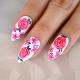 Popxstar Holo Glitter Pink Nude French Ballerina Coffin False Nails Gradient Natural Press on Fake Nails Tips Daily Office Finger Wear