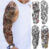 Popxstar Large Arm Sleeve Tattoo Japanese Dragon Prajna Waterproof Temporary Tatto Sticker Mechanical Body Art Full Fake Tatoo Women Men