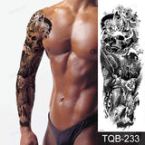 Popxstar Full Arm Temporary Tattoos Large Black Totem Trial Boys Tatoo Fake Waterproof Skull Lion Sleeve Tattoo Stickers Body Art Makeup