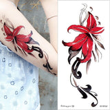 popxstar Waterproof Temporary Tattoo Sticker Rose Flowers Leave Flash Tattoos Body Art Arm Fake Sleeve Tatoo Black Women Girls Wrist