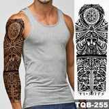Popxstar Large Arm Sleeve Tattoo Lion Crown King Rose Waterproof Temporary Tatoo Sticker Wild Wolf Tiger Men Full Skull Totem Fake Tatto