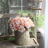 Popxstar 9 head / Bundle Simulated Rose Bouquet Wholesale Fake Flowers Wedding Handhold Flowers Home Decoration Simulated Plant Supplies