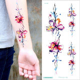 popxstar Waterproof Temporary Tattoo Sticker Rose Flowers Leave Flash Tattoos Body Art Arm Fake Sleeve Tatoo Black Women Girls Wrist