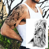 Popxstar Africa Serengeti Lion Temporary Tattoo Black Indian Warrior Waterproof Flash Tattoo Sticker Tribal Mighty Tiger Tatoo Men Women