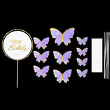Popxstar 1Set Happy Birthday Cake Toppers Cake Decoration Handmade Butterfly Cupcake Topper For Wedding Birthday Party Baby Shower Baking