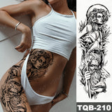 Popxstar Large Arm Sleeve Tattoo Lion Crown King Rose Waterproof Temporary Tatoo Sticker Wild Wolf Tiger Men Full Skull Totem Fake Tatto