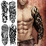 Popxstar Full Arm Temporary Tattoos Large Black Totem Trial Boys Tatoo Fake Waterproof Skull Lion Sleeve Tattoo Stickers Body Art Makeup
