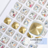 Popxstar K9 Glass Crystals Crafts Pointback Loose Stones Square Crystals For Clothes Bags DIY Jewelry Decoration Garments Strass