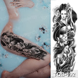 Popxstar large temporary tattoos women thigh leg tattoo sleeve pattern waterproof tatoo sticker body art sexy tatoo fake water sheet