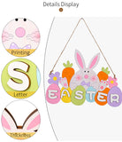 Popxstar Easter Wooden Letter Hanging Wreath Bunny Party Welcome To Easter Day Colorful Eggs Door Decor Carrot Rabbit Wall Oraments Ester