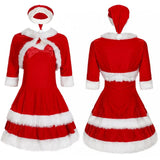 Popxstar Santa Claus Christmas Costumes Women Cosplay Fancy Adult Suits Festival Celebration Suits Red Velvet Christmas Party Dress