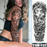Popxstar Large Arm Sleeve Tattoo Lion Crown King Rose Waterproof Temporary Tatoo Sticker Wild Wolf Tiger Men Full Skull Totem Tatto