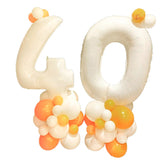 Popxstar 40inch Number Foil Balloon Adult Kids Birthday Balloons Set Orange Theme Happy Birthday Party Baby Shower Decoration Air Globos