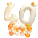 Popxstar 40inch Number Foil Balloon Adult Kids Birthday Balloons Set Orange Theme Happy Birthday Party Baby Shower Decoration Air Globos