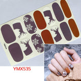 Popxstar 14Tips/Sheet Christmas/Halloween Nail Art Stickers Festival Pumpkin Wraps Waterproof Full DIY Manicure Accessories YMX Series