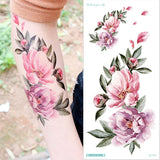 popxstar Waterproof Temporary Tattoo Sticker Rose Flowers Leave Flash Tattoos Body Art Arm Fake Sleeve Tatoo Black Women Girls Wrist