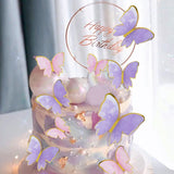 Popxstar 1Set Happy Birthday Cake Toppers Cake Decoration Handmade Butterfly Cupcake Topper For Wedding Birthday Party Baby Shower Baking