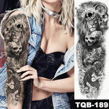 Popxstar Large Arm Sleeve Tattoo Lion Crown King Rose Waterproof Temporary Tatoo Sticker Wild Wolf Tiger Men Full Skull Totem Tatto