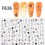 Popxstar Nail 3D Sticker Cool English Letter stickers for nail Foil Love Heart Design Valentines Manicure Decal Water Slide Foil
