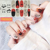 Popxstar 14Tips/Sheet Christmas/Halloween Nail Art Stickers Festival Pumpkin Wraps Waterproof Full DIY Manicure Accessories YMX Series