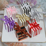 Popxstar Stripes Shape Paper Gift Box Packing Chocolate Candy Box Birthday Party Wedding Decoration DIY Box With Ribbon Festival Supplies