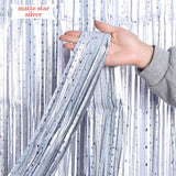 Popxstar New Arrival 2-3M Wedding Party Backdrop Decoration Frosted STAR Curtains Fringe Tinsel Foil Matte Curtain Birthday Party Drapes