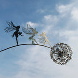 Popxstar Garden Decorative Stake Fairies And Dandelions Dance Together Metal Garden Yard Art Decor Lawn Landscape Sculpture Decoration