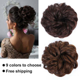 Popxstar   Synthetic Curly Messy Hair Bun Scrunchie Chignon With Elastic Rubber Band Hair Pieces For Women Black Brown Gray Ponytails