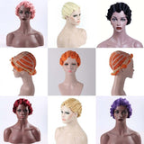 Popxstar Black Hair Short Wave Wigs For Woman Short Finger Wave Wigs Short Pixie Cut Wig Short Wigs