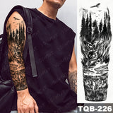 Popxstar Large Arm Sleeve Tattoo Lion Crown King Rose Waterproof Temporary Tatoo Sticker Wild Wolf Tiger Men Full Skull Totem Fake Tatto