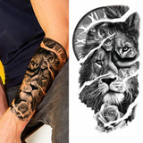 Popxstar 1pc Animal Lion Women Waterproof Temporary Tattoos Fake Stickers Arm Sun Art Black Cross Jesus 3D Praying Fashion Decoration