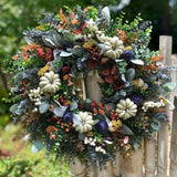 Popxstar DIY Hanging Wreath White Pumpkins Ranunculus Wreath Front Door Hanging Ornament Thanksgiving Fall Home Decoration  new
