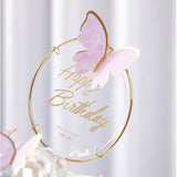 Popxstar Valentine's Day 10Pcs Happy Birthday Cake Topper Cake Decorating Handmade Painted Butterfly Cake Topper for Wedding Birthday Baby Shower Party