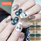 Popxstar 14Tips/Sheet Christmas/Halloween Nail Art Stickers Festival Pumpkin Wraps Waterproof Full DIY Manicure Accessories YMX Series