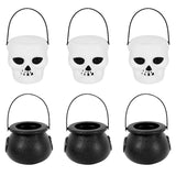 Popxstar 6pcs Mini Halloween Candy Bucket Pot Witch Skeleton Cauldron Holder Jar Trick Or Treat Halloween Party Decoration Props Kids Toy